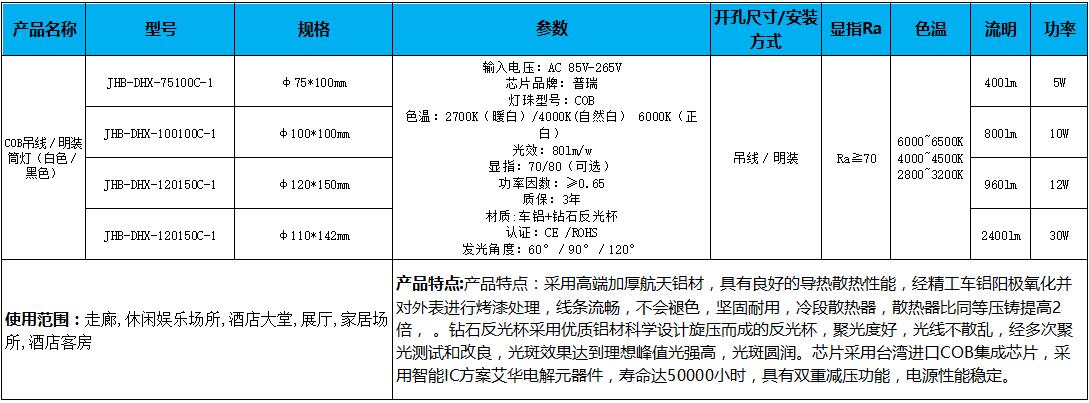 LED筒灯,LED明装筒灯 COB吊线,LED明装筒灯